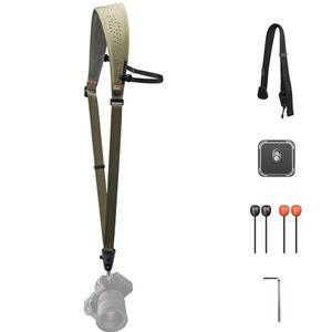 PGYTECH 카메라 스트랩 프로, 퀵 릴리즈 튼튼한 카메라 숄더 스트랩, 탈착식 겨드랑이 스트랩, 전문 카메라 하네스, DSLR /미러리스 카메라용 가죽 인체 공학적 어깨 패드, 그린