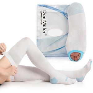 DOC MILLER TED HOSE 허벅지 높이 15-20MMHG, 여성 지지 양말 색전증 압박 남성용, 및 화이트 검사 호스 스타킹, 사이즈 있는 용 구멍이 병원 스타일 방지 플러스