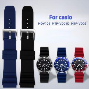 CASIO 황새치 다이빙 시계용 실리콘 스트랩, MDV-106 MTP-VD01D efr-303l 밴드, 오렌지 그린 남성용 손목 2