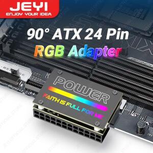 제이 ATX 24핀 90 ° RGB 어댑터 18 가지 조명 모드 여성 24Pin 남성 마더보드 전원 데스크탑 PC 공급 장치