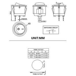 5Pcs 미니 로커 스위치 12V 20A 2Pin SPST 소형 ON Off 토글 KCD1 20cm 라인 블랙