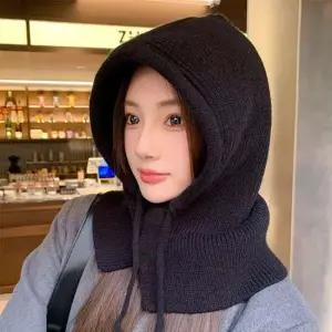버튼 후드 모자 여자 니트 바라클라바 바라클라바 넥워머