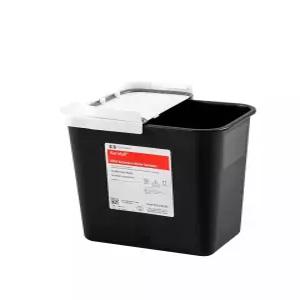 카디널 헬스TM 샤프세이프티TM 힌지 뚜껑이 있는 RCRA 유해 폐기물 용기 2GAL 블랙 10.5 x 10 7.25IN