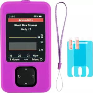 랜야드 및 2PCS 화면 보호기가 장착된 Swiatla Dexcom G7 리시버 케이스(보라색)