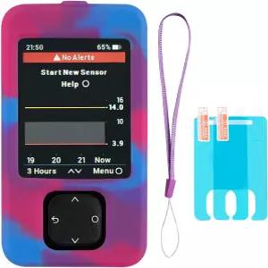 손목 랜야드와 2PCS 화면 보호기가 장착된 Swiatla Dexcom G7 리시버 케이스(삼색 혼합)