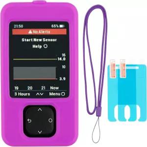 넥 랜야드와 2PCS 스크린 프로텍터가 장착된 Swiatla Dexcom G7 리시버 케이스(보라색)