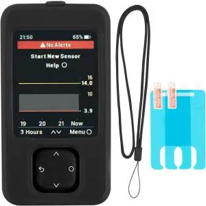 넥 랜야드와 2PCS 스크린 프로텍터가 있는 Swiatla Dexcom G7 리시버 케이스(블랙)