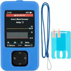 넥 랜야드와 2PCS 스크린 프로텍터가 장착된 Swiatla Dexcom G7 리시버 케이스(파란색)