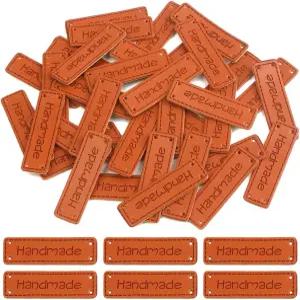 이 00pcs PU 가죽 태그 핸드메이드 러브 라벨 인조 재봉 장식 니트 액세서리 DIY 공예용 구멍 4개 포함 코