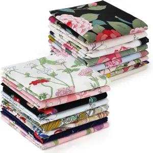 고스트 16팩 여성용 면 손수건 빈티지 플로럴 프린트가 있는 17.7인치 행키 부드러운 순면 선물용 멀티
