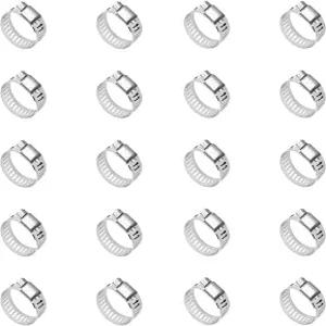 호스 클램프20pcs 스테인리스 스틸 조절 가능 1234 1319mm 웜 기어 연료 라인용 금속 파이프 배관 기계적
