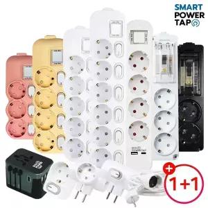 1+1 국산 안전 멀티탭 고용량 개별 절전 누전차단 콘센트 통합 스위치 USB 과부하차단 연장선