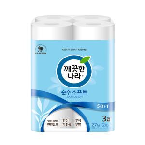 깨끗한나라 3겹 순수 소프트 27m 12롤