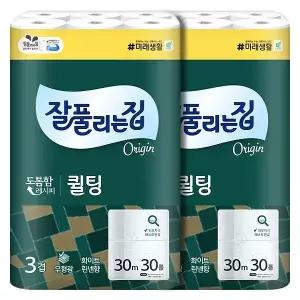 잘풀리는집 롤화장지 퀼팅 3겹 30롤, 2개 두루마리휴지