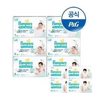 [팸퍼스] 2025 터치오브네이처 밴드형 기저귀 1 ~ 3단계 6팩 (총 2박스) + 4단계 체험팩 3팩 증정