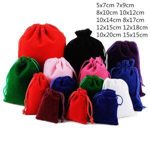 보석에 대 한 10 개/몫 벨벳 패키지 가방 8x10/12x15/15x20/20x25cm Drawstring와 선물 웨딩 파우치 캔디 크리스마스