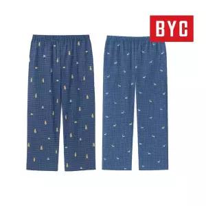 [BYC] 남성 40수 순면 체크 바지 파자마 9부 하의 홈웨어 1매입 3014