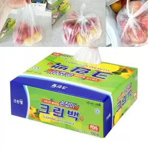 1+1 크린랩 손잡이 크린백 뽑아쓰는 위생백 (대) 35x45 100매