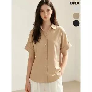 [하프클럽/BNX]롤업 버튼 카라 반팔 셔츠