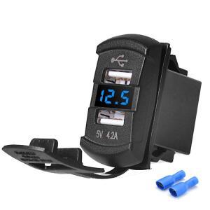 [호환품]범용 듀얼 USB 포트 충전기 소켓 어댑터 콘센트 3.1A 12-24V 방수 차량 전화 전력선 D5 바이크 오