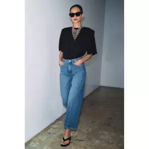 ZARA JEANS ZW COLLECTION ANKLE RELAXED 미드라이즈 - 미디움 블루