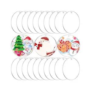 미술 아크릴 키링 DIY 세트 20p 원형 5cm 판 투명 미술용 공예용 만들기 재료 공예 원판 아트 공구