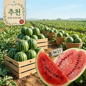 [당도최상] 프리미엄 산지재배 국내산 하우스 꿀수박! 1개 3KG-7KG