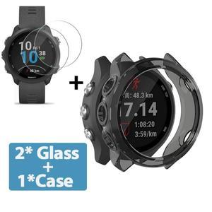 Garmin Forerunner 245 255 265 음악 소프트 TPU 보호 커버 강화 유리 필름 용 2-in-1 보호 케이스 + 화면