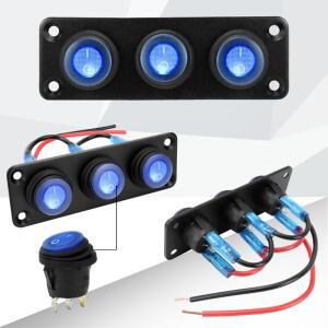 1-6 갱 로커 스위치 패널 12V 방수 온오프 토글 블루 LED 라이트 자동차 보트 트럭 차량용