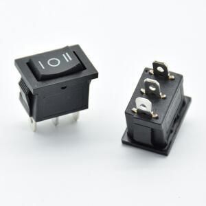 5개세트 21x15x21mm 검정색 SPDT OnOffOn AC 6A250V 10A125V 3 핀 보트 로커 스위치 세 번째 기어