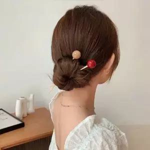 진주 뒤꽂이 비녀 말총 비녀 고급 올림머리 헤어