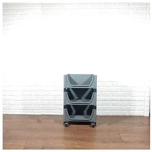 고품질 적층식 수납박스(3단)-그레이-로라형 적층식수납박스 수납박스 공간박스 수납용박스 W07C3A7