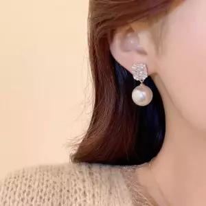 [룽스_62]S925 큐빅귀걸이 라비에르 사각 큐 진주귀걸이