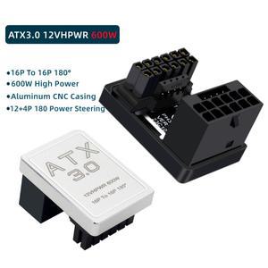 Nku PCIe5.0 그래픽 카드 ATX3.0 12VHPWR 600W 전원 공급 장치 케이블 어댑터 12+4Pin 남성-여성 180 회전