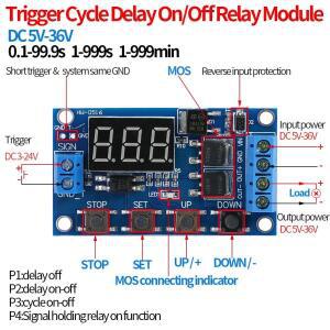 DC 5V-36V 트리거 사이클 지연 타이머 스위치 LED 디스플레이가 있는 온/오프 릴레이 모듈 조정 가능한