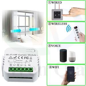 스마트 WiFi RF 커튼 스위치 모듈 무선 433MHz 5 in 1 리모컨, 롤러 셔터 차고 용 110V 220V Tuya Alexa