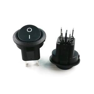 KCD1 원형 로커 스위치, 스퀘어 베이스, 4 핀, AC 250V 6A 10A, 블랙 레드 컬러, ON/OFF, 피트 전원 20mm