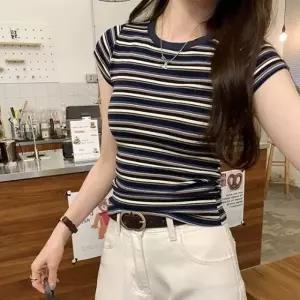 bns G126888_멀티배색 단가라 스트라이프 스판티셔츠