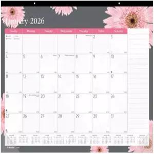 블루라인 2026 핑크 월간 책상 패드 캘린더 12개월 1월부터 12월 22인치 x 17인치 데이지 C193105-26
