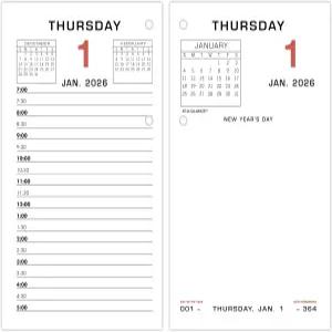 AT-A-GLANCE 2026 데스크 캘린더 리필 매일 3-1/2인치 x 6인치 표준 루즈 (E0175026)