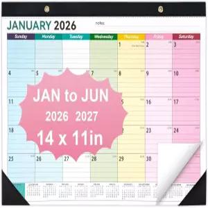 데스크 캘린더 2026-2027 14인치 X 11인치 18개월 2026년 1월부터 2027년 6월까지 홈스쿨 오피스 학술 월간
