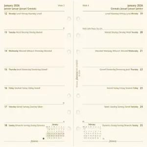필로팍스 캘린더 다이어리 리필 개인/콤팩트 사이즈 한 페이지 위크 면 크림 페이퍼 무제한 다국어 5개