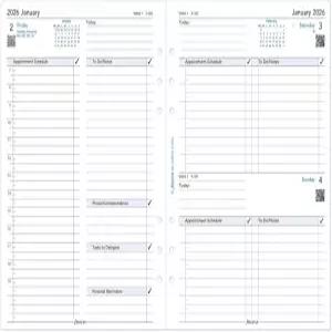 필로팍스 캘린더 다이어리 리필 A5 사이즈 원 페이지에서 약속 비즈니스 백서 영어 2026년 C68519-26년