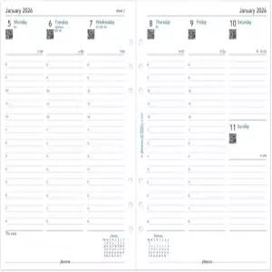 필로팍스 캘린더 다이어리 리필 A5 사이즈 예약 시 주간 보기 백서 영어 2026년 (C68521R-26)