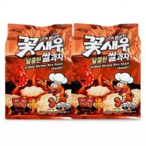 구워바삭한 꽃새우 쌀과자 200g 2개 세트 달콤한 어른 간식