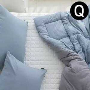 워싱 차렵이불 패드세트 퀸 Q 이불 블루 패드 화이트