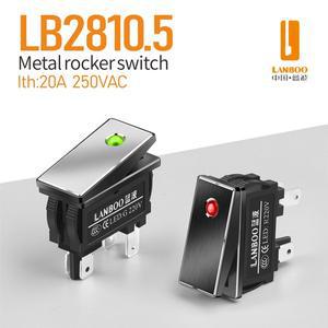 LANBOO 2810.5 시리즈 안전 고전류 로커 스위치 16A 2NO LED 포함 2단 기어 12V24V220V