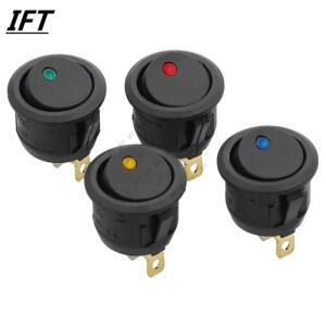 10Pcs ONOFF 12V 220V 20mm 라운드 로커  스위치 방수 LED 빛 발광 토글 3Pin