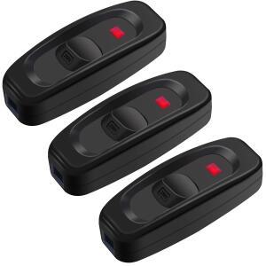 3Pcs OnOff 버튼 테이블 램프 용 인라인 코드 스위치 책상 조명 침대 10A 250V 검정색 기기