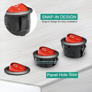 가정용 DIY 교체용 빨간색 LED 원형 보트 로커 스위치 KCD1 온오프 3 핀 2 위치 스냅 20A 12V